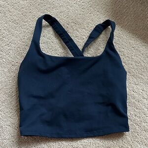 Navy Cross-Back Crop Top